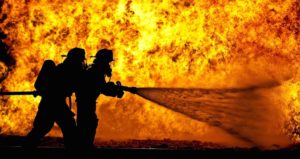 firefighters battling flames